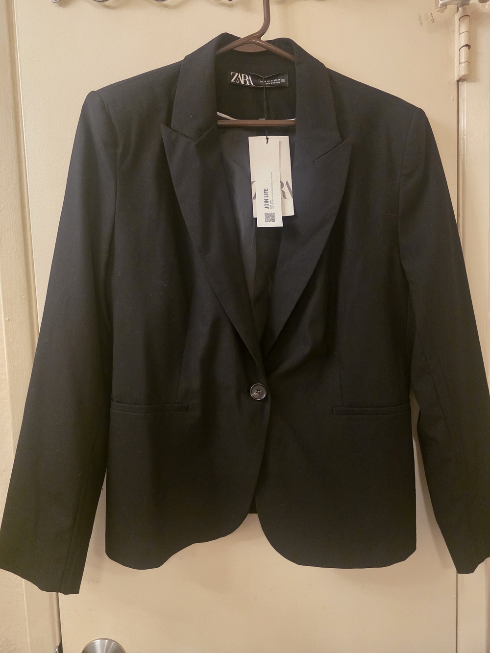 Zara Black Single-Button Tailored Blazer